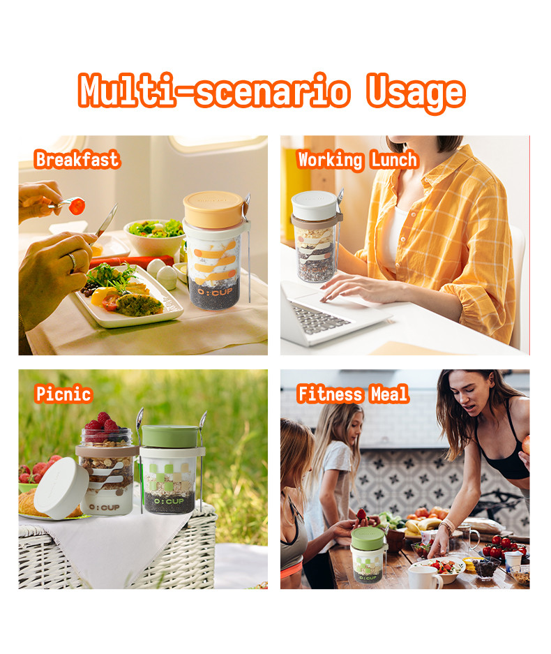 6 Pack Overnight Oats Containers With Lids For Oatmeal Pudding Yogurt Fruit Salad Storage