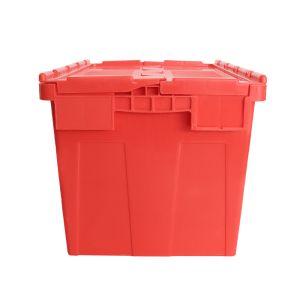 Transportation Plastic Crate with Attached Lid Industrial Stackable Security
