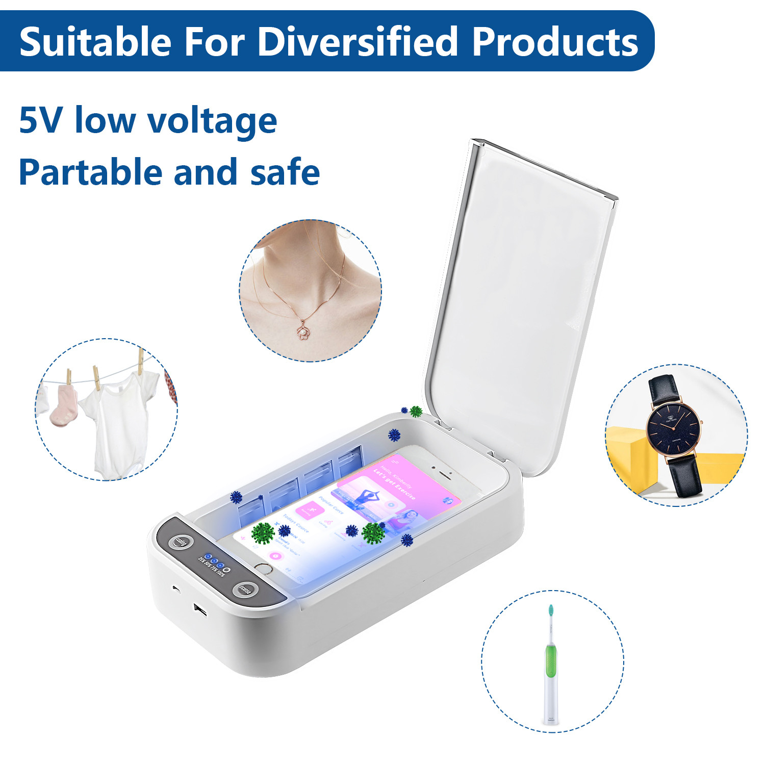 Large Capacity Mobile Phone Sanitizer Box Smart Ultraviolet Sterilisation