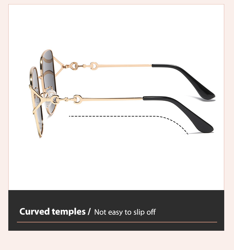 Square Metal Frame Sunglasses Customized Logo Curved Temples