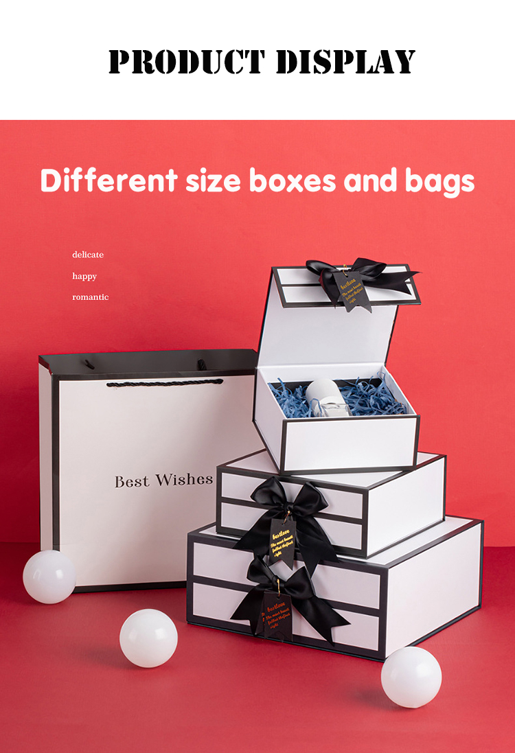 Free Paper Bag Packaging Box Luxury Clothes Package Ribbon Bow Magnetic Closure Cardboard Box