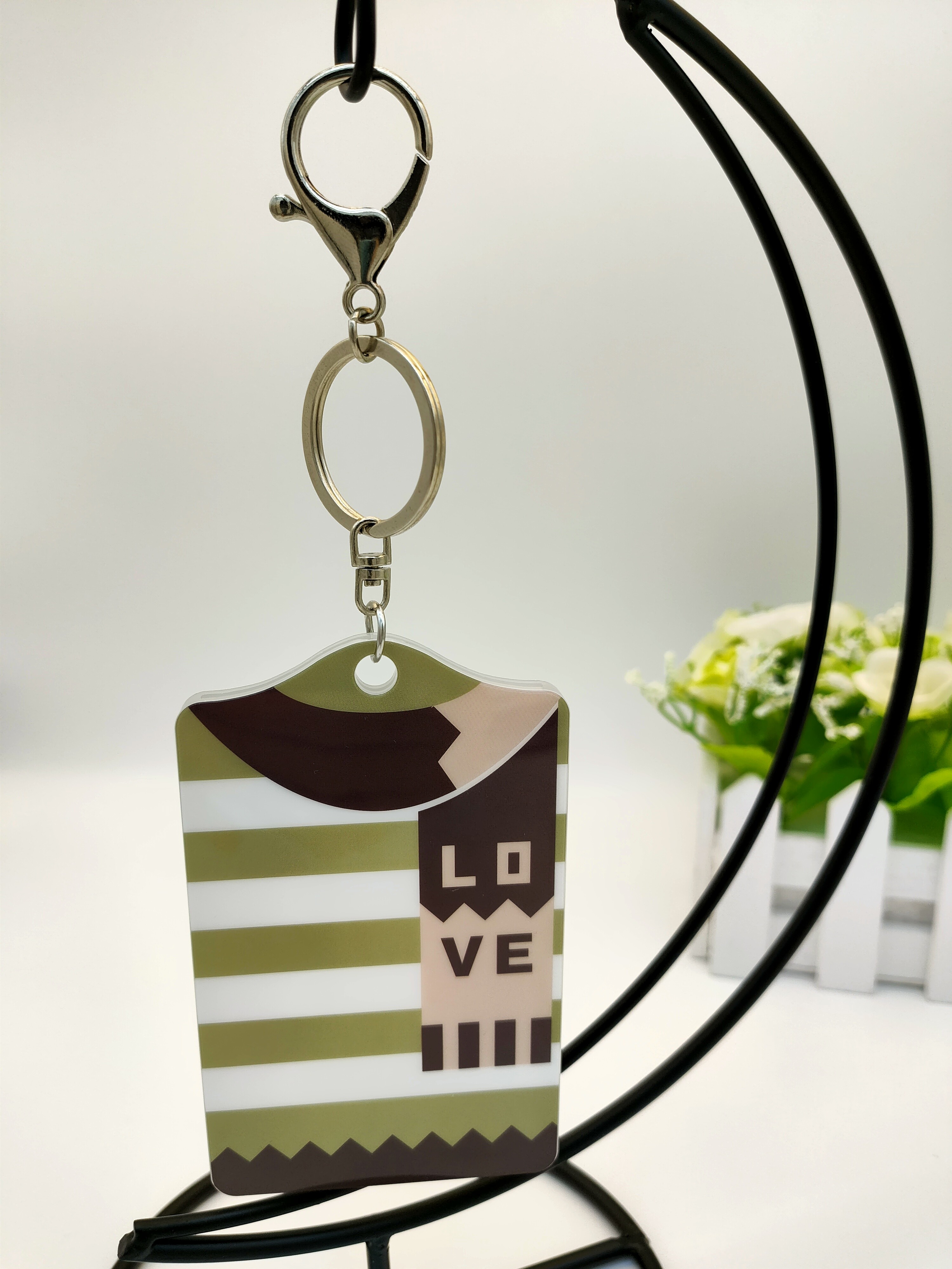 Card Holder Custom Shape Acrylic Keychains Letters Printed OPP Bag Packed
