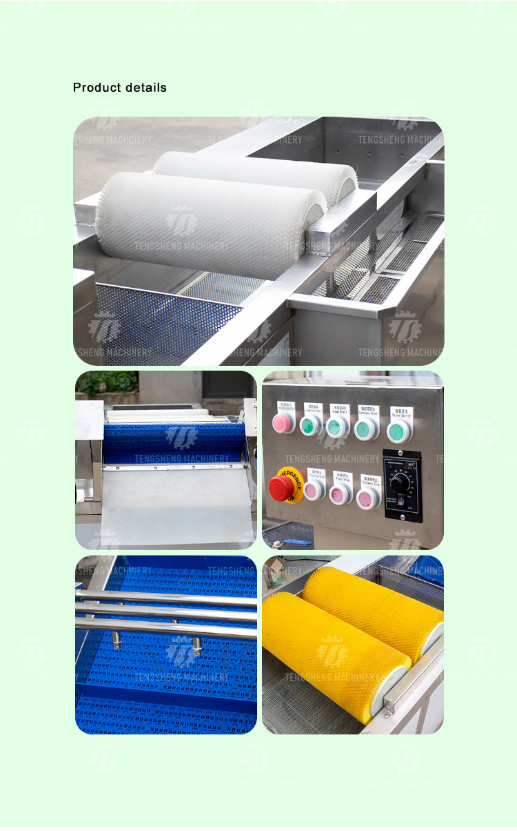 250KG Large vegetable cleaning machine multi-functional stainless steel fruit and vegetable bubble brush cleaning