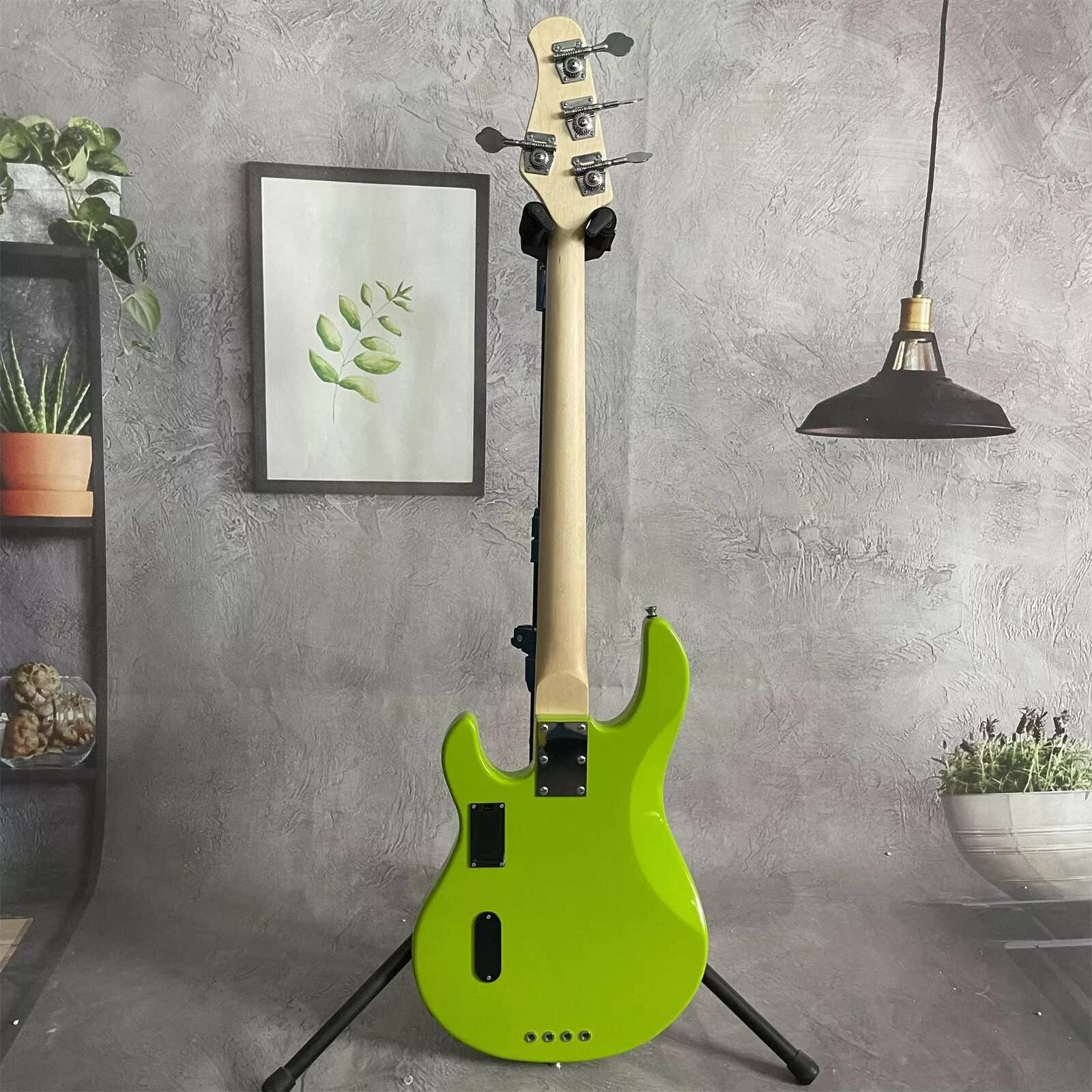 Custom 4 Strings Stingray Electric Bass Guitar in Green with White Pickguard Rosewood Fretboard