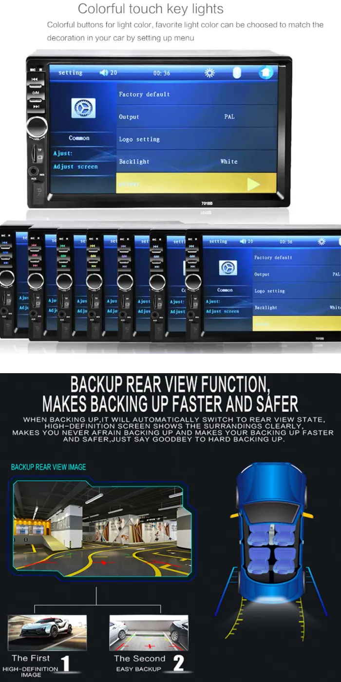 2 Din 7 Inch Touch Screen Multimedia Mirror Link/FM/TF MP5 With Auto Radio Electronics Car DVD player Rear Camera Car St