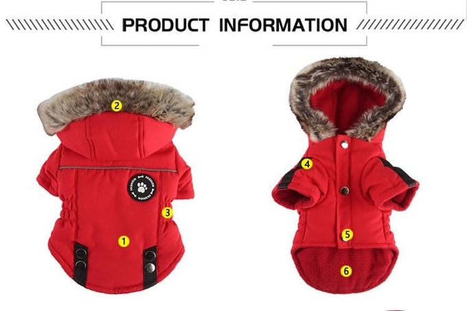 Winter Pet Jacket Dog Clothes Traction Zipper Pattern Stay Warm