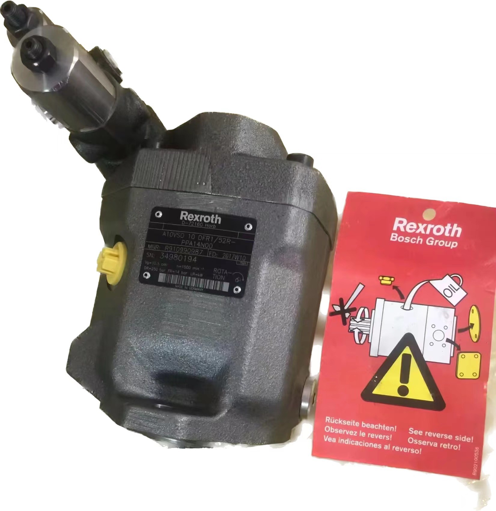 REXROTH HYDRAULIC PUMP A10VO18 DFLR31RPWC62K01 VARIABLE DISPLACEMENT HYDRAULIC PISTON PUMP A10VO SERIES
