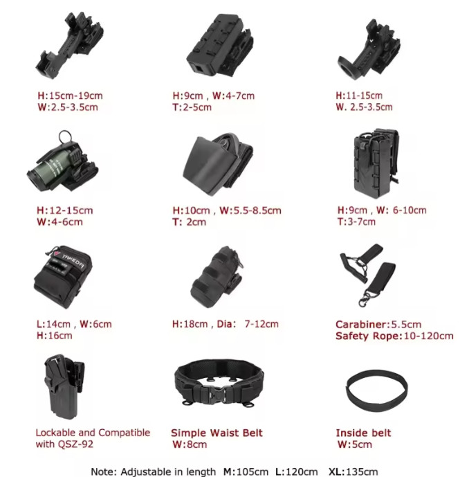 Holster Accessories Outdoor Security Combat Tactical Belt Buckle With 11 Pouches