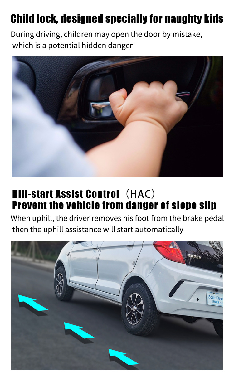 2024 Electriccar Max Range 400km Autos Electric 4 Wheel Solar Panel Car LHD Front Logo Rear Driver Position