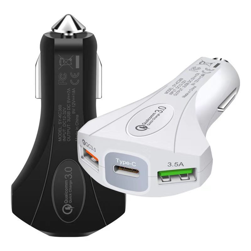 7A USB CAR CHARGER QC3.0 TYPE-C+ USB Universal Compatible USB CAR CHARGER for all electronics cheap price model 369