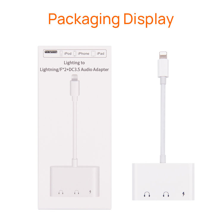 ISO9001 0.5M Lightning 3 In 1 Adapter With 3.5mm Headphone Jack