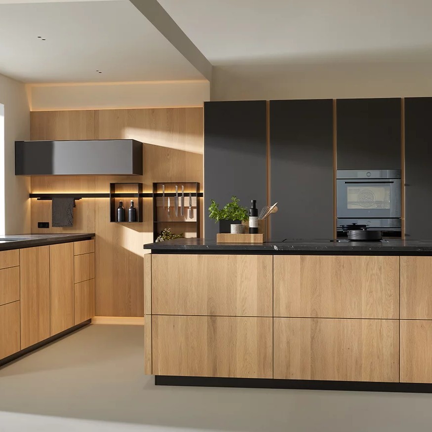 Factory Price Custom Design Wood Grain Kitchen Cabinet For Home Builders