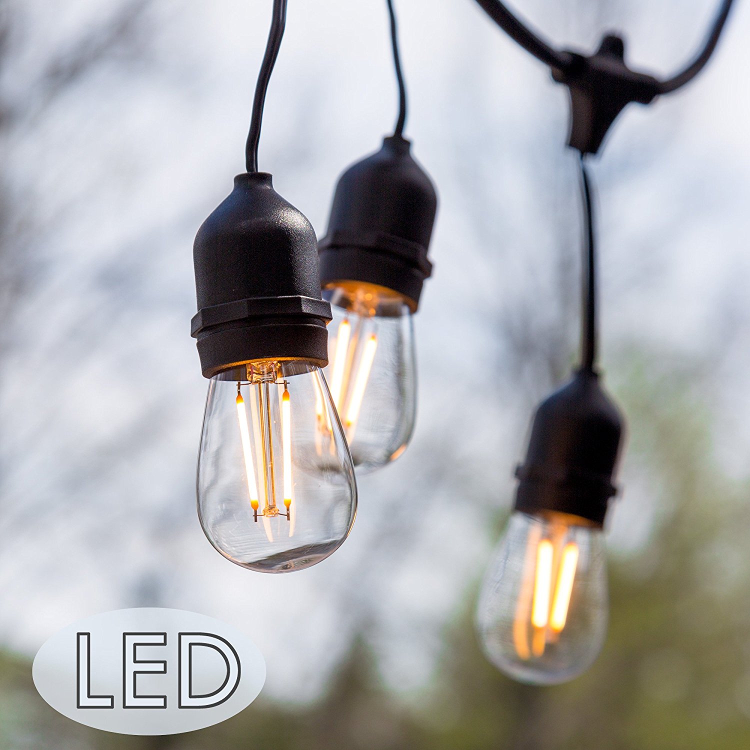 Christmas Style 48ft S14 LED Edison Bulbs String Lights For Indoor Outdoor