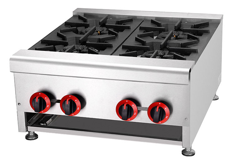 Silver Industrial Countertop Gas Burner for Easy Operation in Restaurant Kitchen Stoves