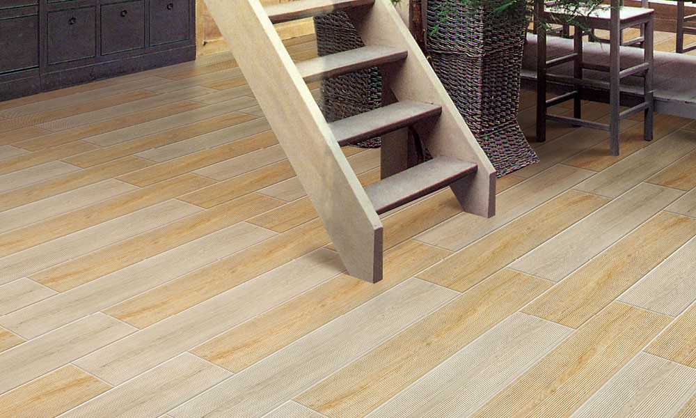 Non Slip Wood Glazed Porcelain Floor Tiles / Porcelain Tile Wood Look Pattern Flooring