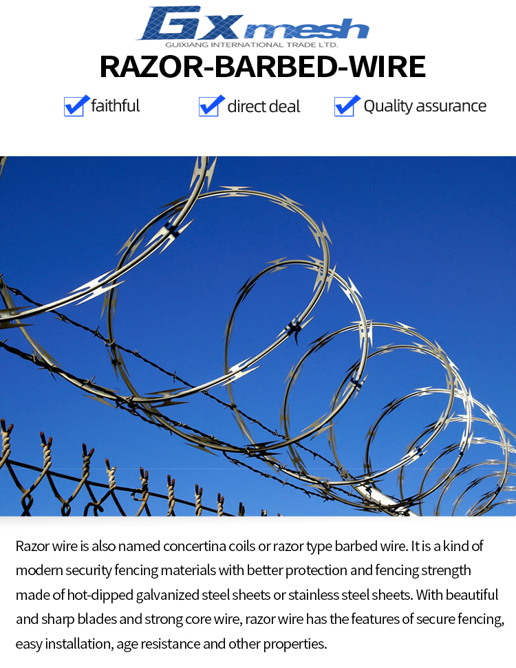 Lowest price galvanized razor concertina coils type barbed wire manufacturer