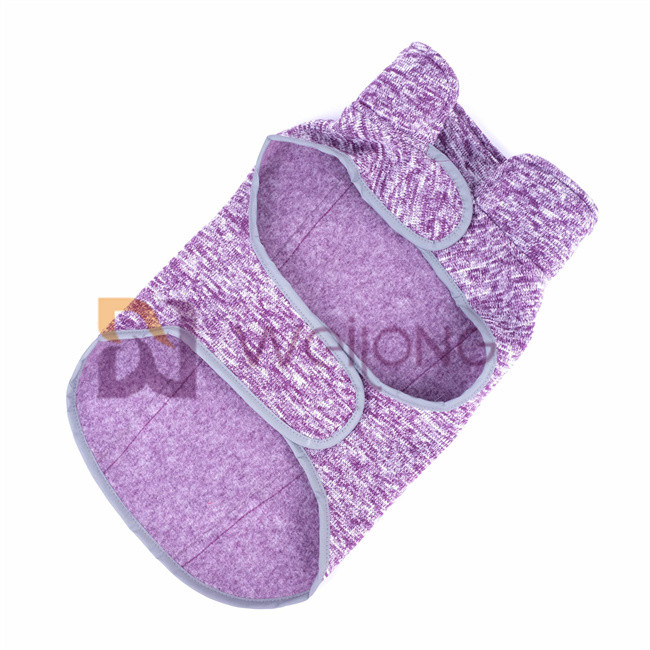 Warp Fleece Lining Dog Anxiety Vest Jacket Purple Fleece Dog Coat