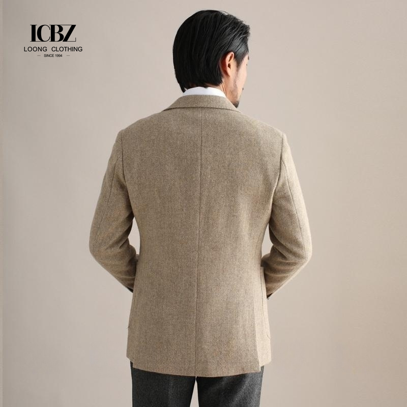 Button Fly Woolen Cloth Fabric Thicken Men's Suit Jacket for Winter Business Daily Blazer