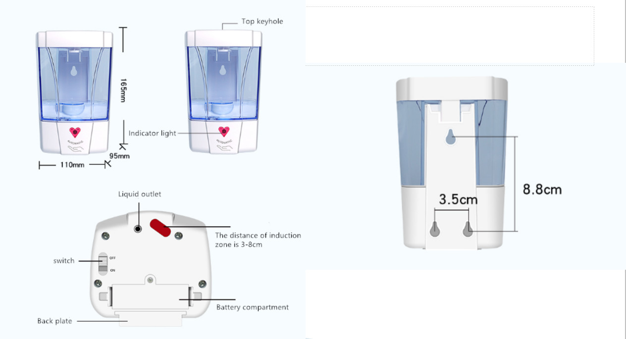 Refillable Automatic Liquid Soap Dispenser For Bathroom