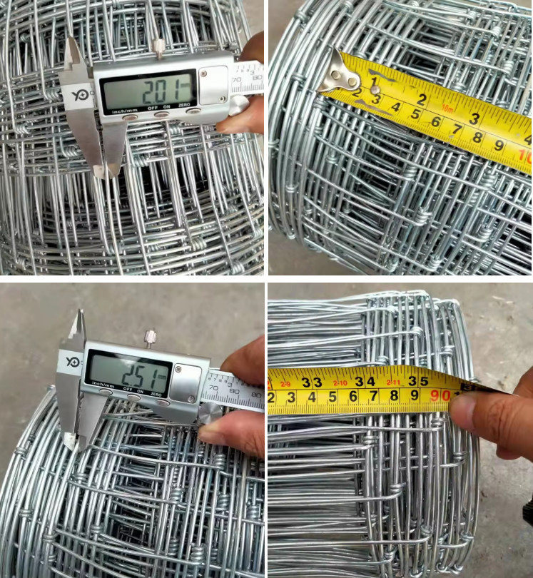Hot Dipped Galvanized Cattle Fence Roll 6ft High Hinged Knot Farm Mesh
