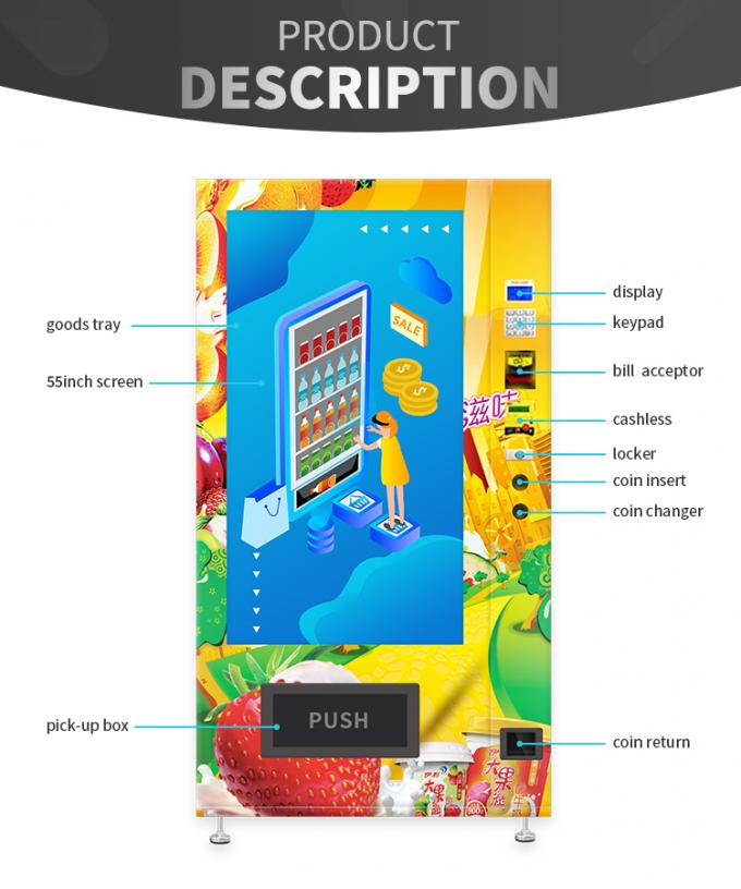 Smart Micron Snack Food Drinks Combo Vending Machine Cooling System 2-20â Adjustable