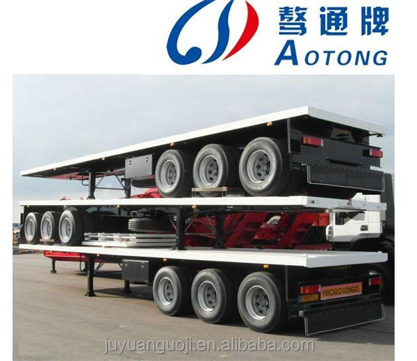 Container Twist Locks Flatbed Semi Trailer with 160mm Cross Beam and 12R22.5 Tires
