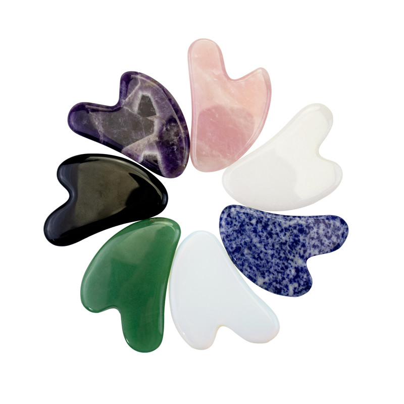100% Rose Quartz Jade Gua Sha Stone Crystal Gua Sha For Face Slimming