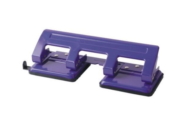Purple Color Rubber Basin 12 sheets capacity metal 4 holes paper punch for office