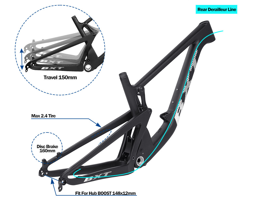 VPP Full Suspension Full Carbon MTB Frame AM Frames 29er Boost Disc Brake