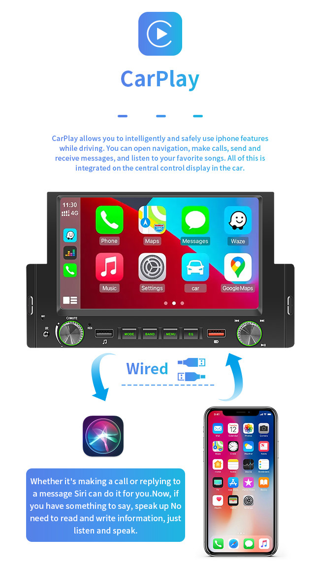 6.2 Inch Car MP5 Music Player Bluetooth Android Car Seat Tablet Mount