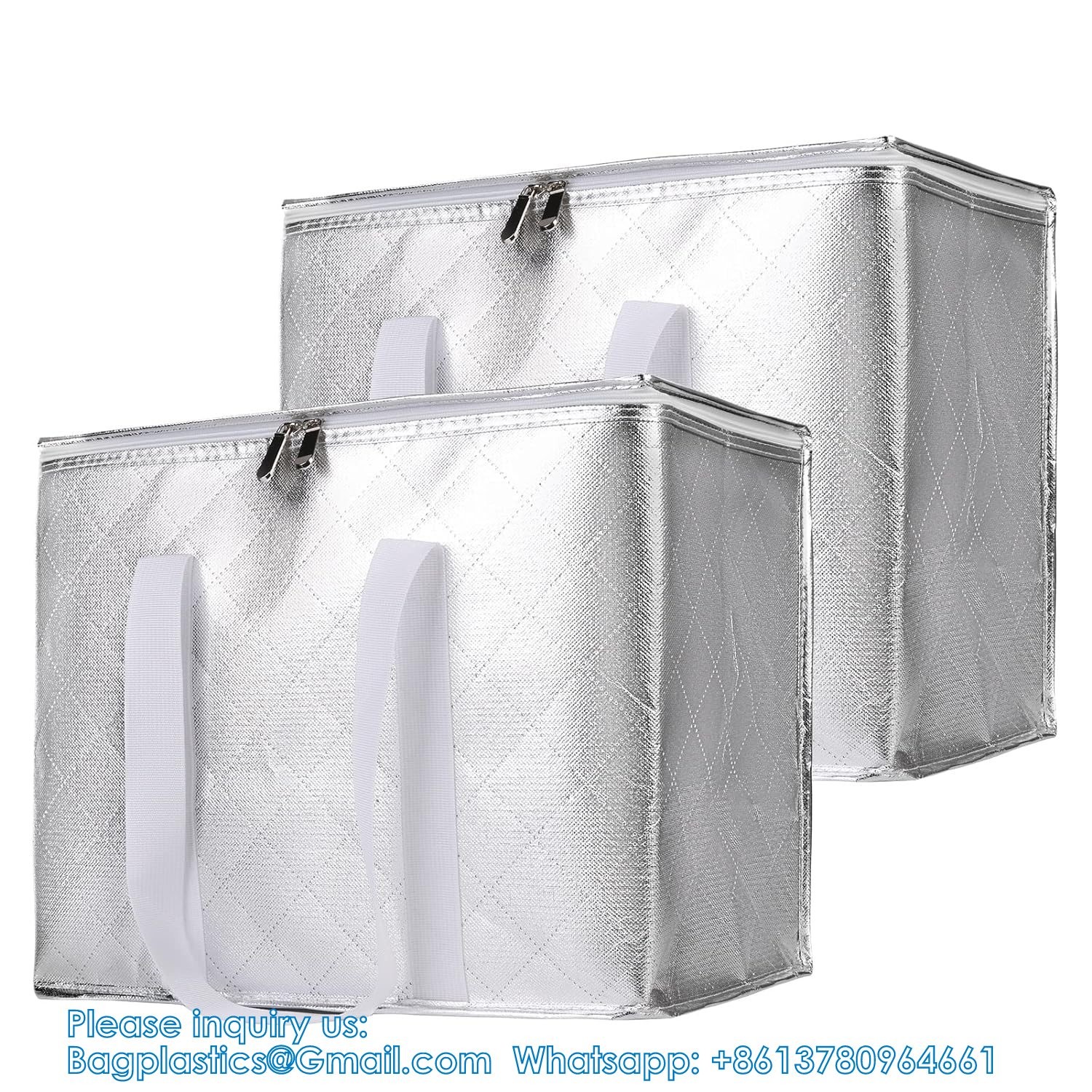 Large Insulated Reusable Grocery Bags With Sturdy Zipper And Handles, Foldable Washable Heavy Duty Cooler Totes