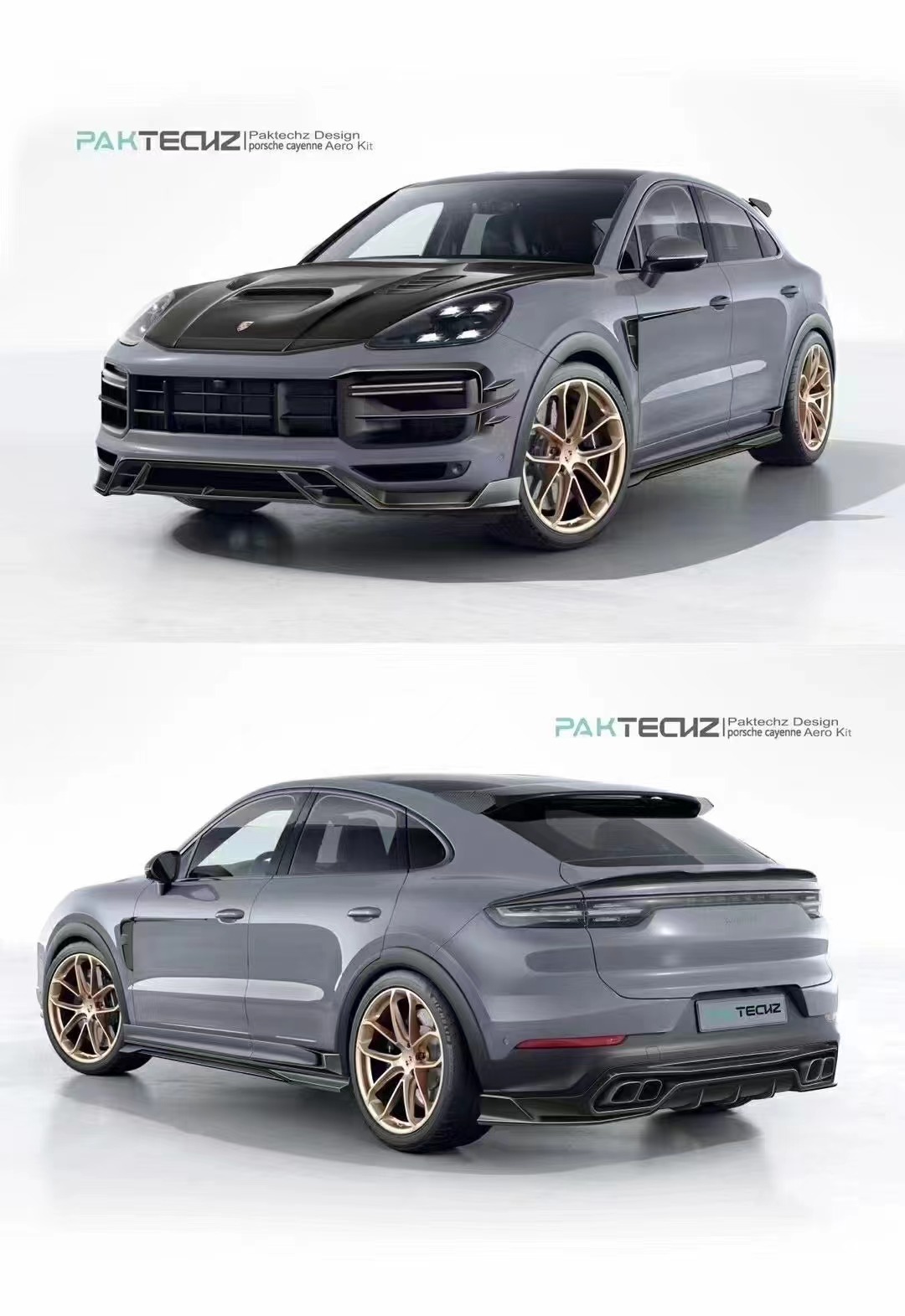 For Porsche Cayenne Carbon Fiber Body Kit Cayenne Carbon Fiber Front Lip Diffuser Spoiler Top Wing Hood Side Skirt