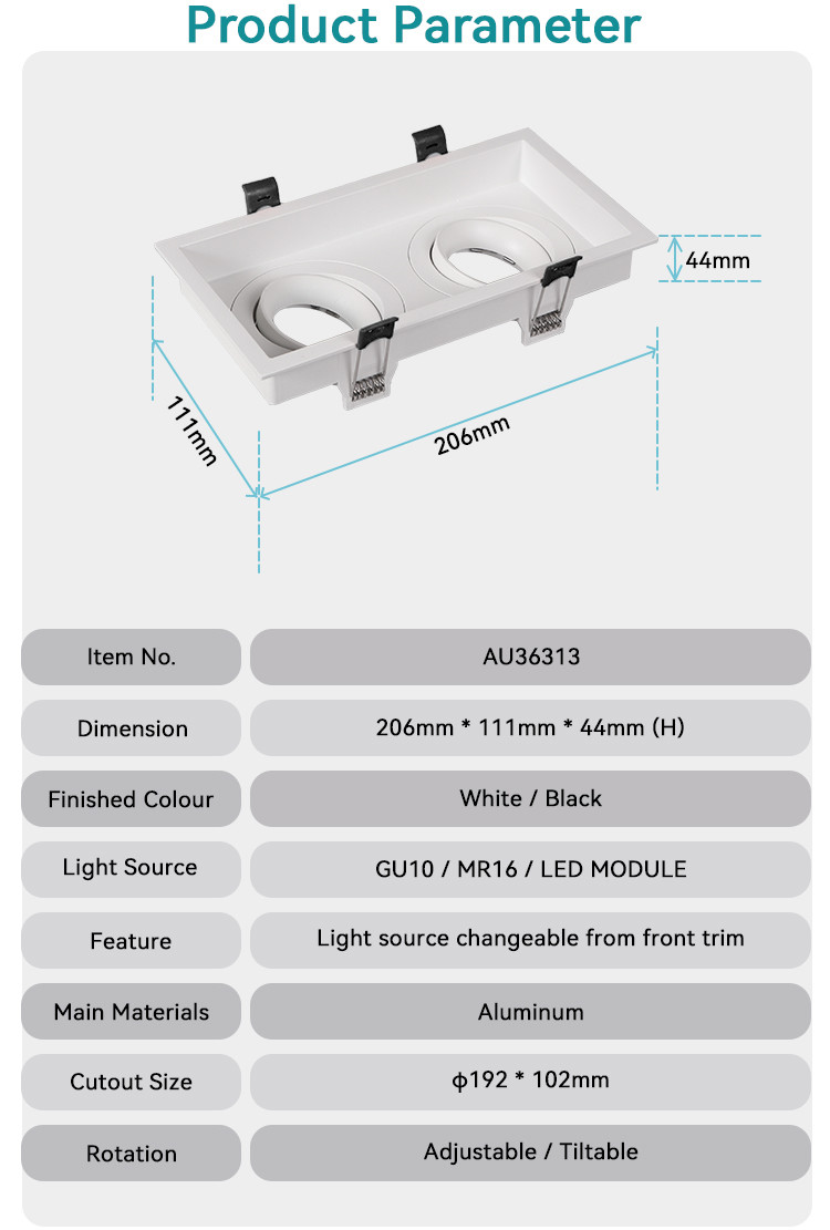 Versatile Anti-Glare GU10 Recessed Spotlight Frame For Tailored Commercial Lighting Solutions