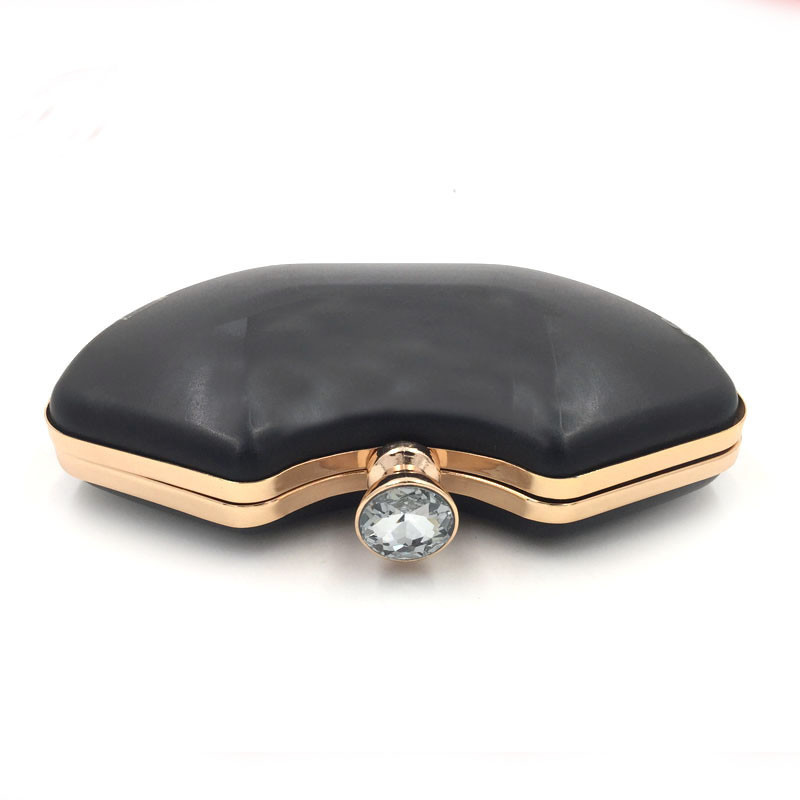 New design gold color evening bag box metal frame with diamond lock 12*21 cm