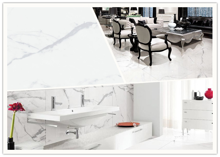 Carrara Super White Marble Porcelain Tile 12 Mm Thickness Acid Resistant