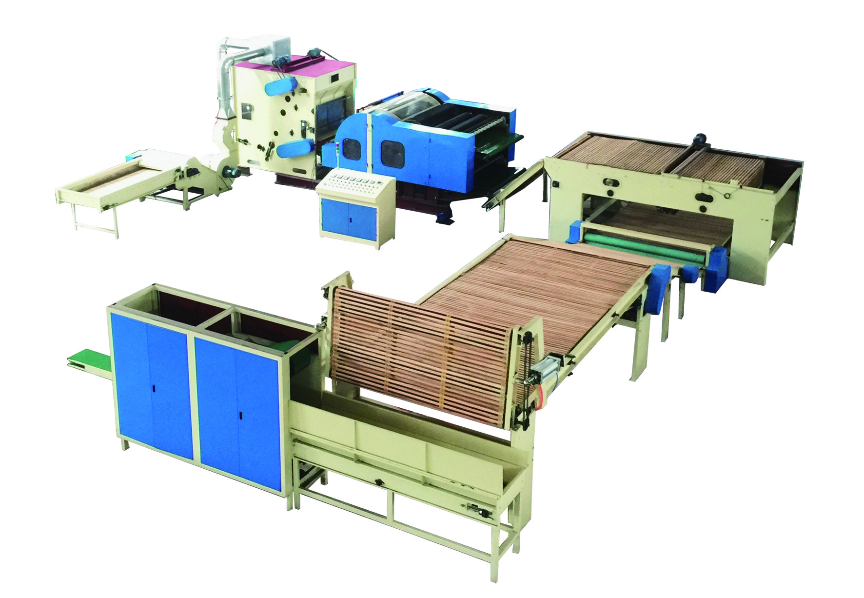 4pcs Min Cnc Pillow Filling Line Roll Making Machines Winding Up PP Cotton Polyester Fiber