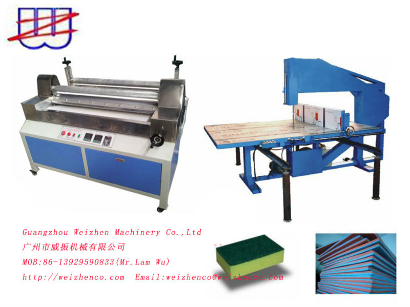 AC380/50HZ Vertical Sponge Foam Cutting Machine with Hot Melt Glue Laminating Function