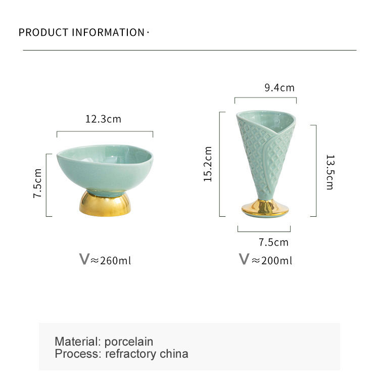 Porcelain Ceramic Home Decoration Cup For Ice Cream Dessert OEM