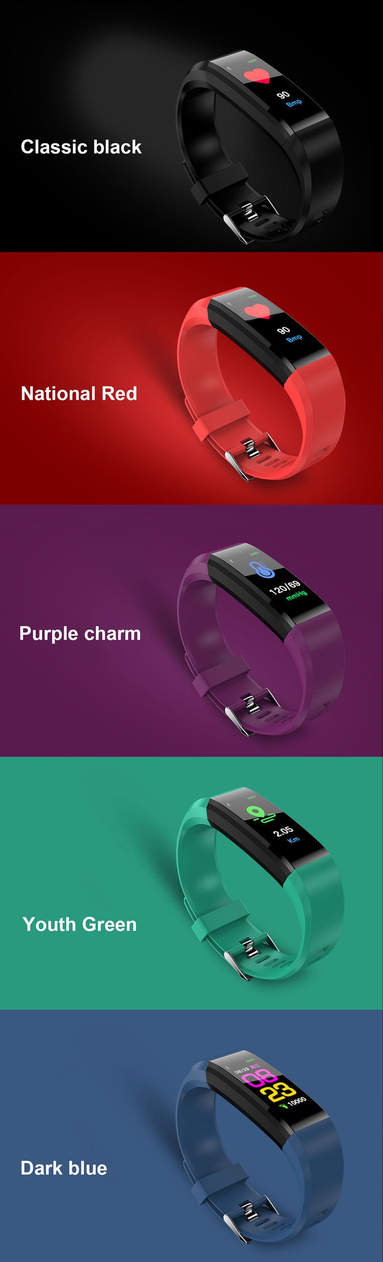115 plus Smart Watch Sport Waterproof Reloj Inteligente 160 MAh 115 Plus Bracelet NFC Customized