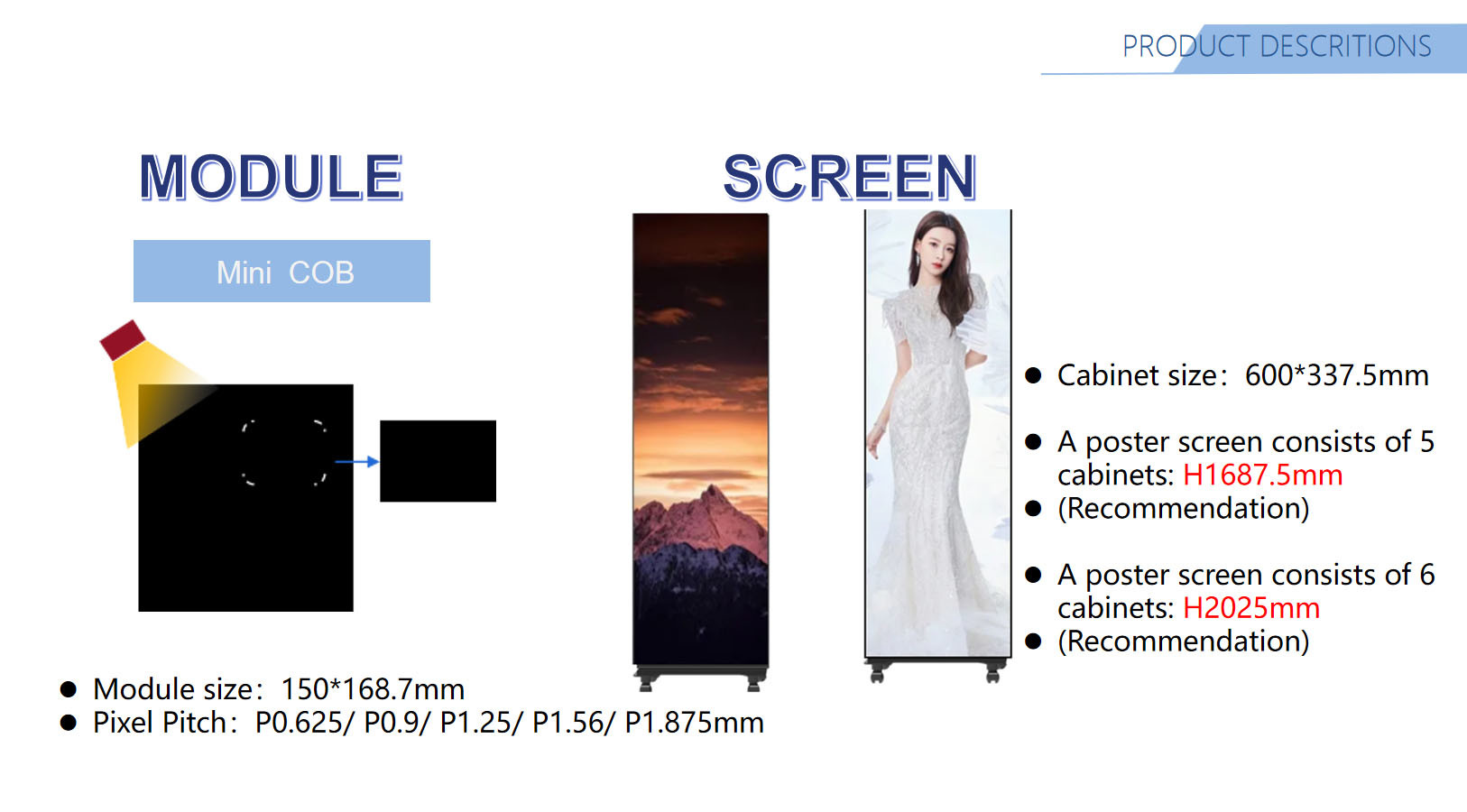 Frame-free Digital Poster Full Flip-chip Common Cathode COB Mini LED For Advertising