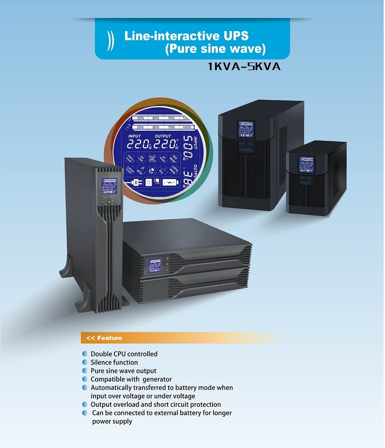 Tower Type Pure Sine Wave Line Interactive UPS With ABS / Metal Material