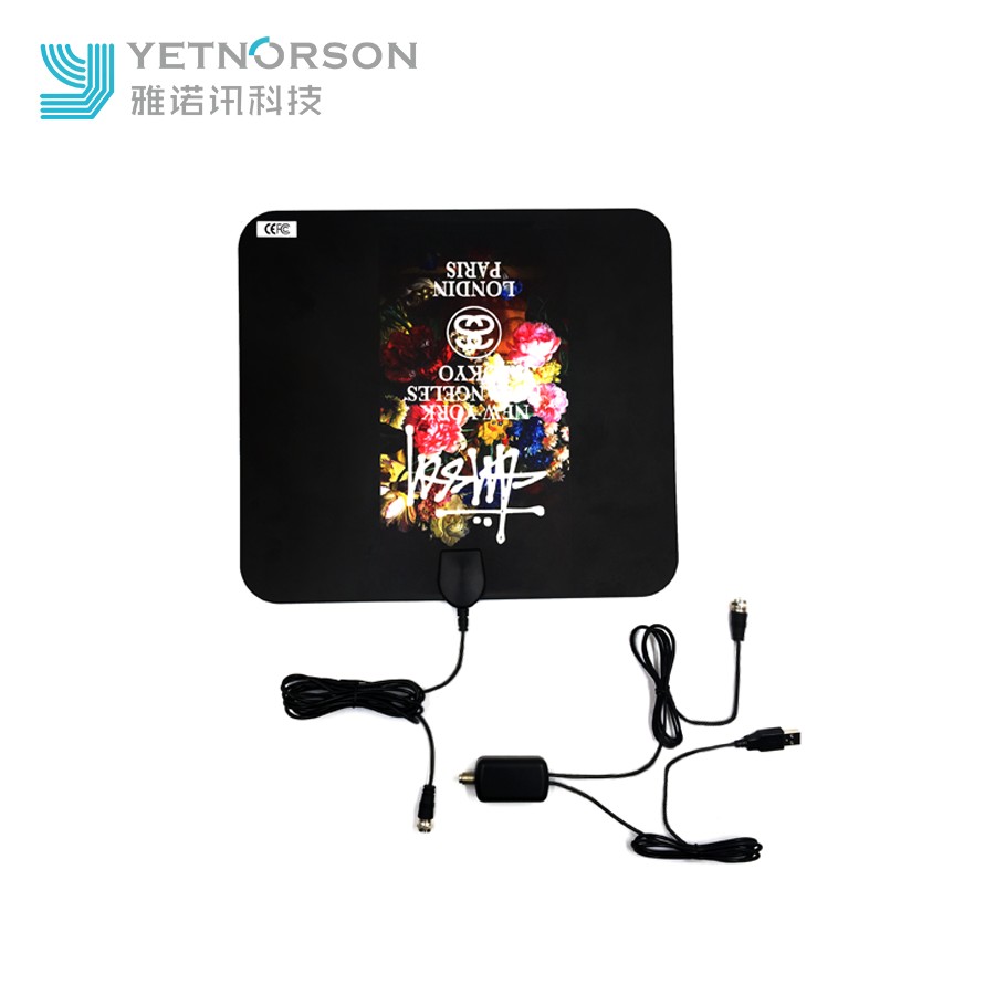 Mount Type 3M Sticker 28dBi Flat Indoor DTV Antenna for VHF174-230MHZ/UHF470-862Mhz
