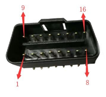 OBD 2 OBD2 16pin Male Connector With 90 Degree Right Angle Pins Bent Towards the Narrow Side