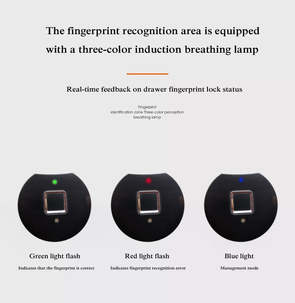 Safety Magnetic Electronic Keyless Fingerprint Wooden Drawer Lock / Cabinet Locks