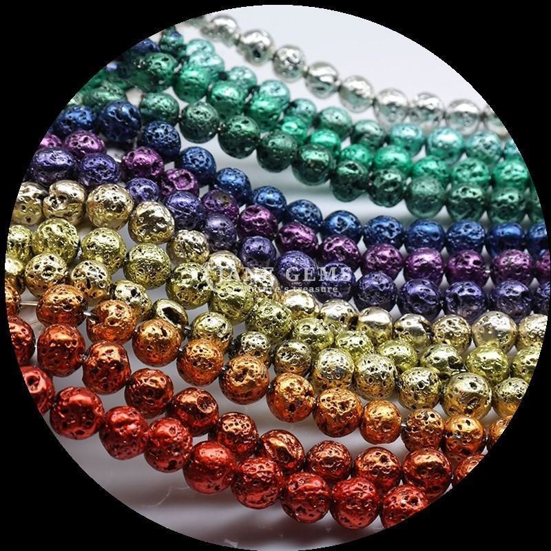Round Shape Gemstone Beads Polished Various Colors Plated Lava Stone for Stunning Handcrafted Jewelry