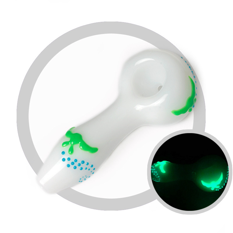 Night Luminous Bat Glass Hook Hand Smoking Pipe 4 Inches Length With Mixed Color