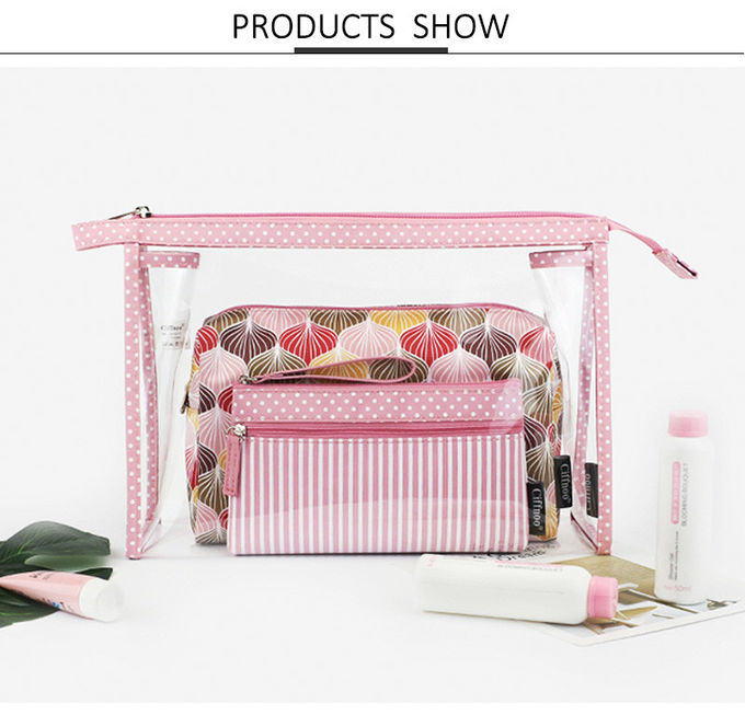 Custom Two Compartment PVC Cosmetic Organizer Bag Transparent