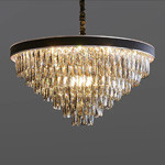 2700k 6500k Smokey Grey Pendant Light Round Crystal Modern Grand Chandelier