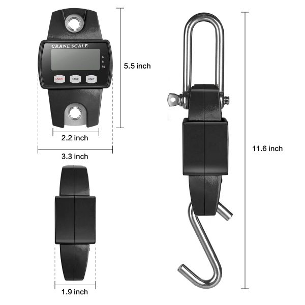 OCS-L Mini Digital Crane Scale Industrial Hook Weighing Scale High Accuracy Digital Load Cell 3*AAA Dry Battery Steel OEM 300KG
