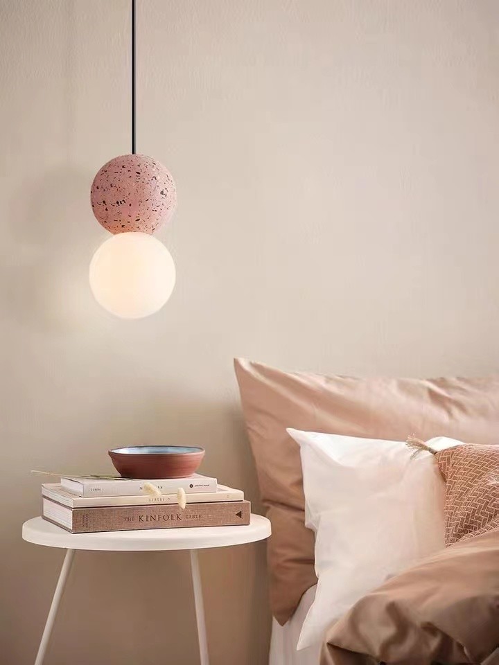 Opal White Glass Ball Light Glass Chandelier Ball Hanging Lamp Ball Light Glass Cement Pendant Lamp